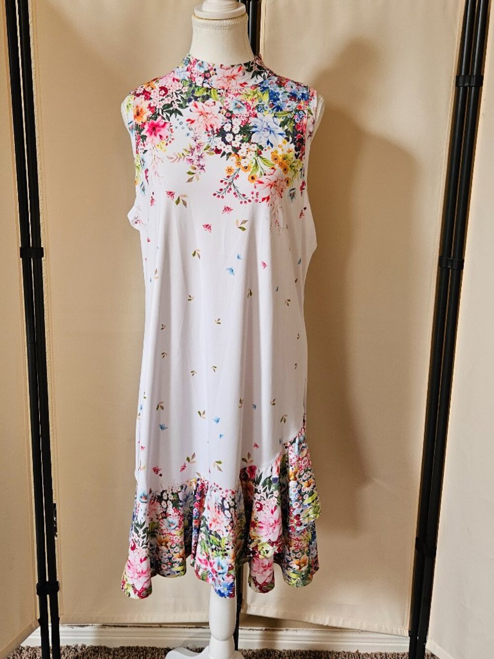 Acegolfs Botanical Golf Dress with Ruffle Hem Size XXL